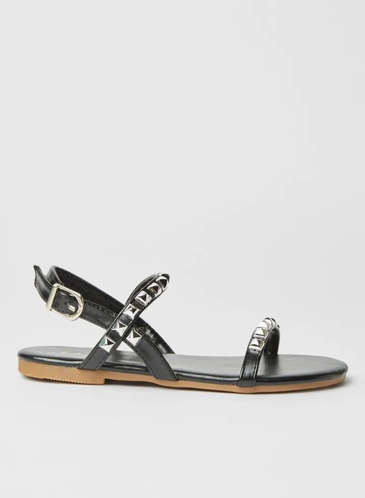 Flat Studded Sandals Black