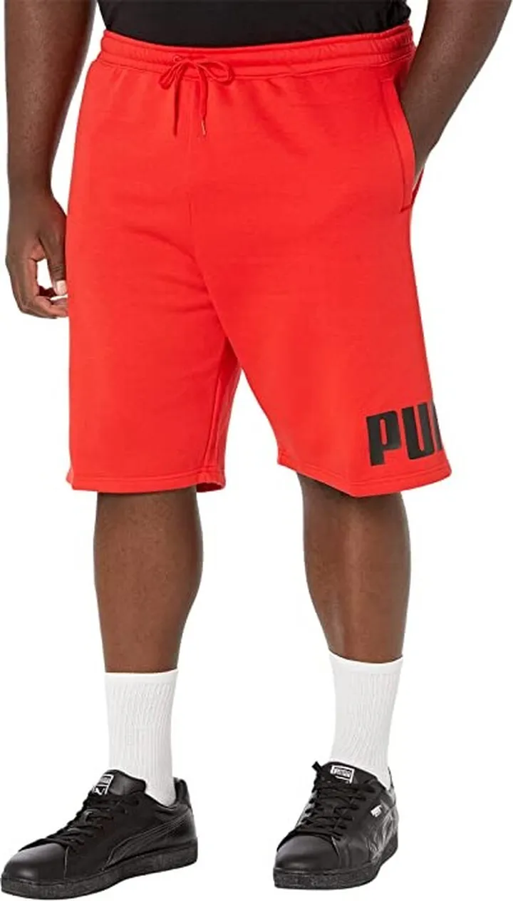 PUMA Big Tall Big Logo 10 Fleece Shorts (High-Risk Red) Men's Clothing