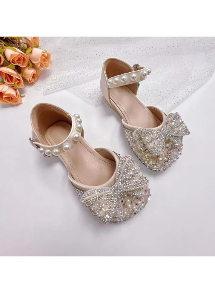 Children's Sandals Girls Rhinestone Bow Princess Shoes Sequined Children's Soft Sole Shoes