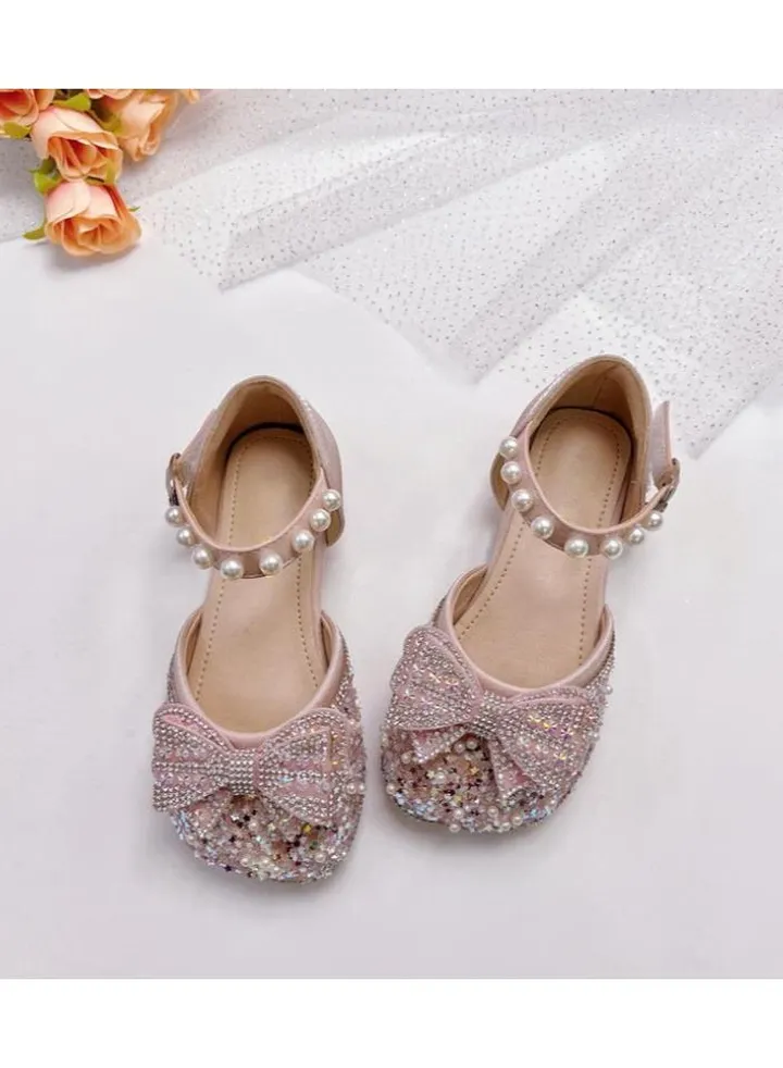 Children's Sandals Girls Rhinestone Bow Princess Shoes Sequined Children's Soft Sole Shoes