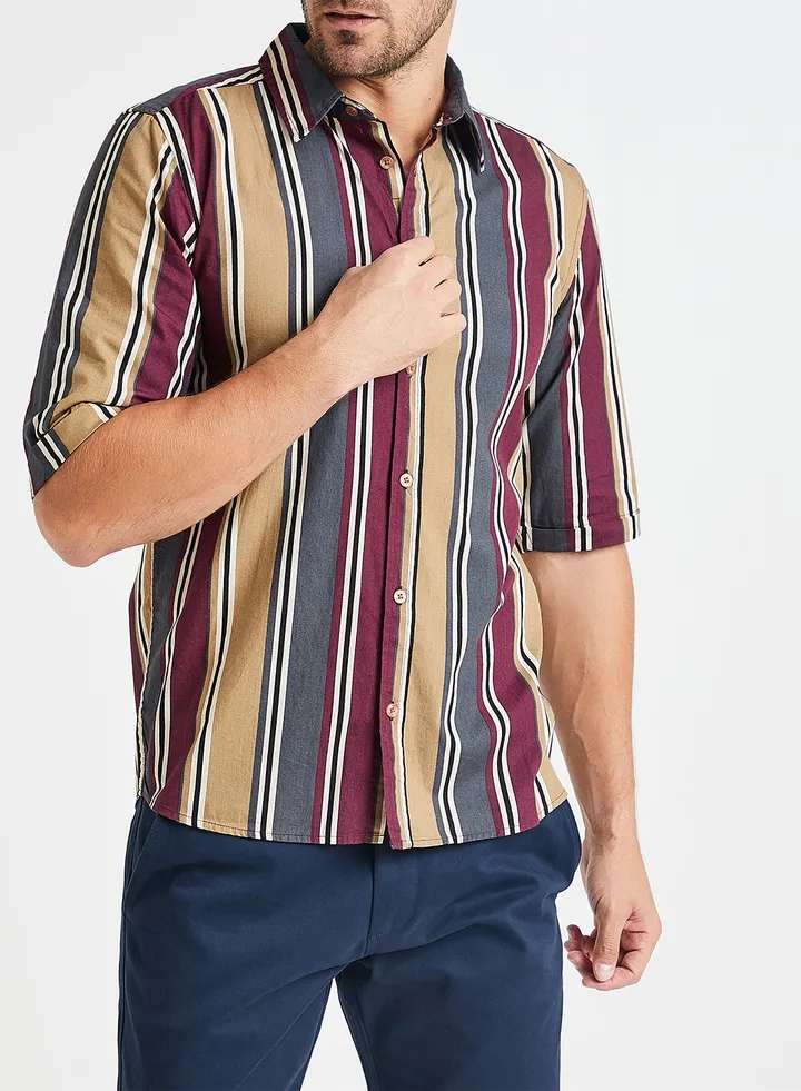 Striped 3/4th Sleeve Shirt Multicolour