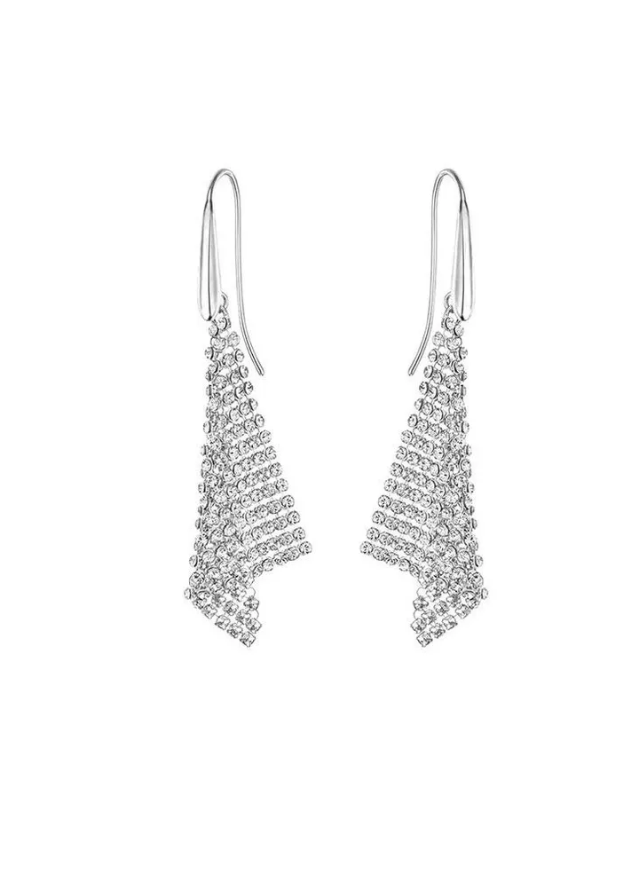 Triangle Stone Studded Dangle Earrings
