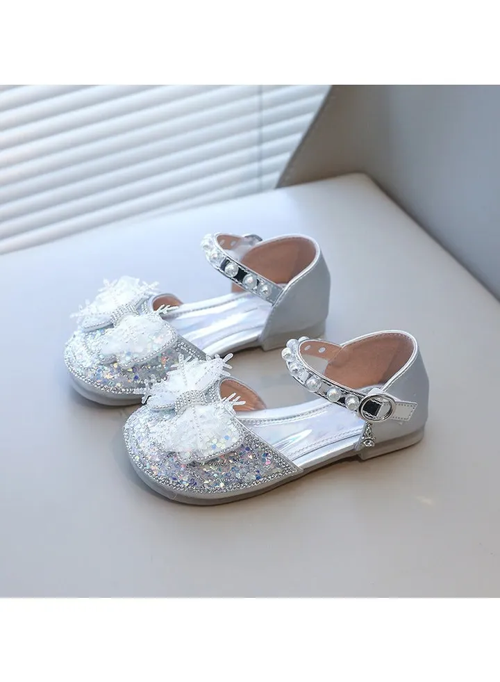 Summer New Girls Princess Rhinestone Sandals Little Leather Shoes