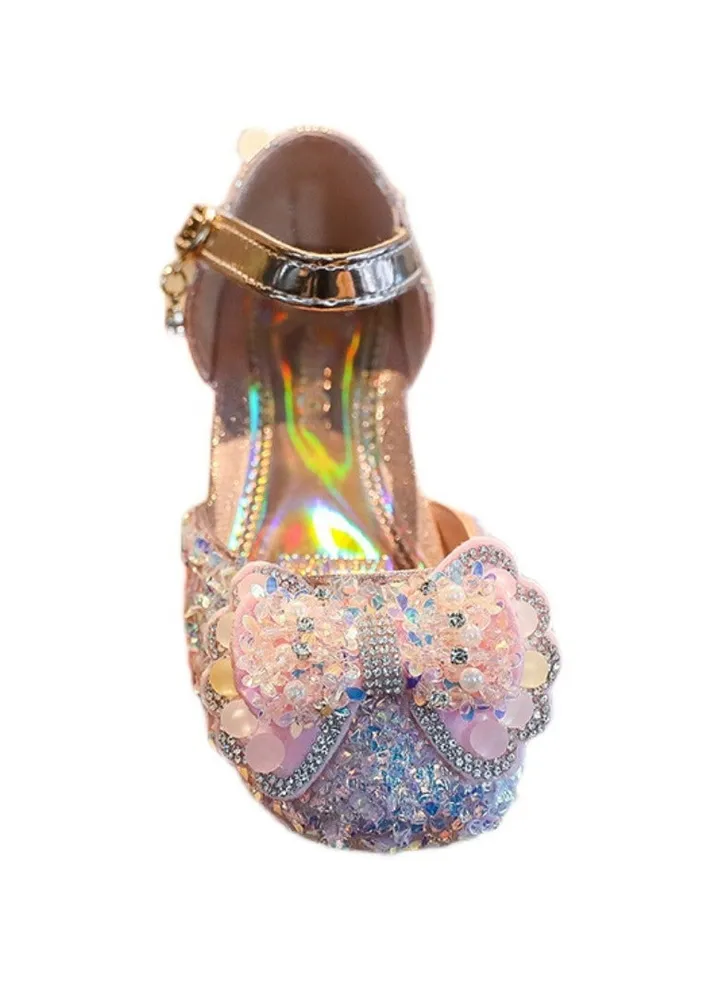 New Girls Leather Shoes Children's Crystal Princess Shoes Sandals