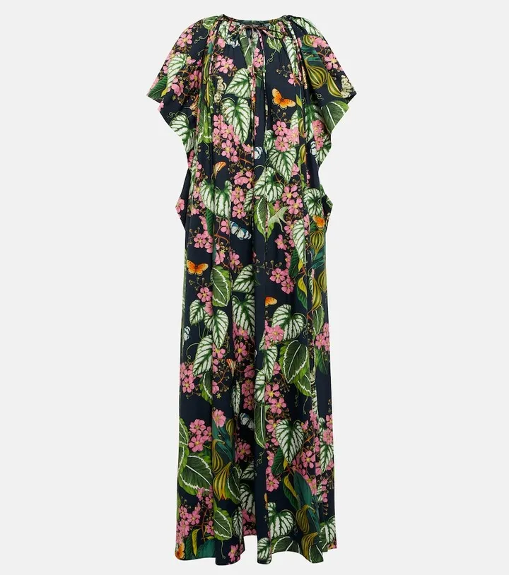 Printed cotton-blend maxi dress
