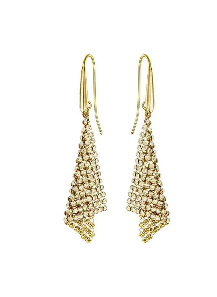 Triangle Stone Studded Dangle Earrings