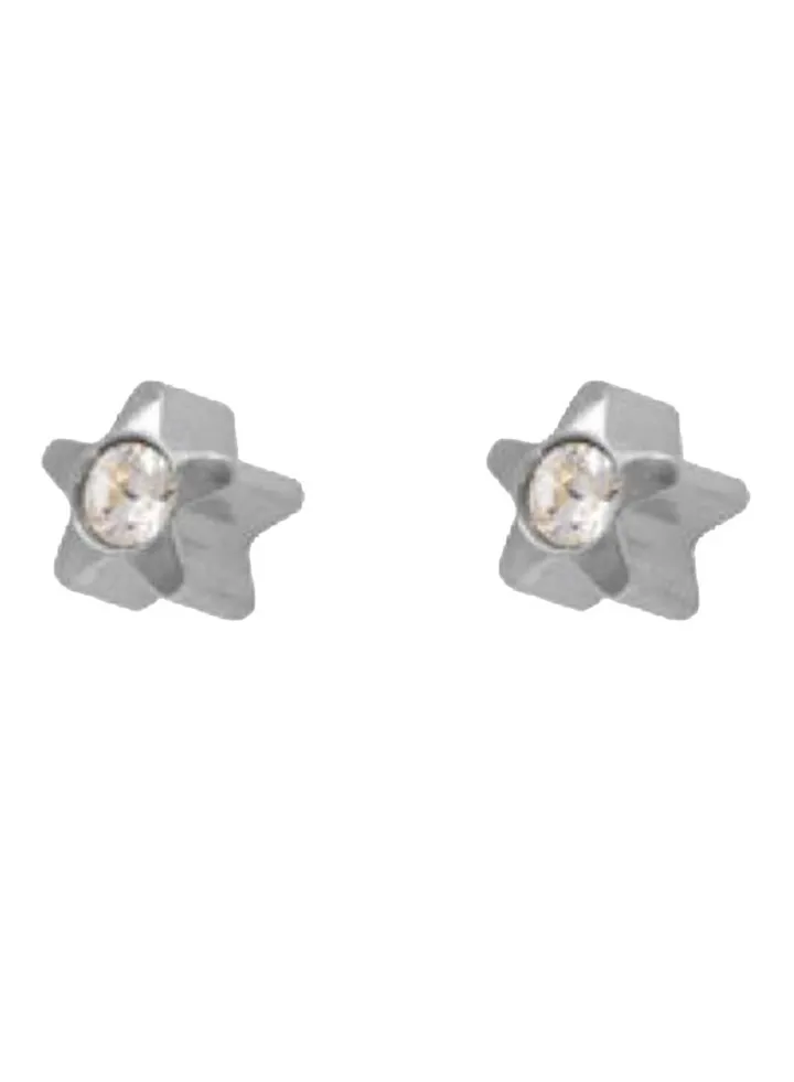Stainless Steel Swarovski Star Earrings