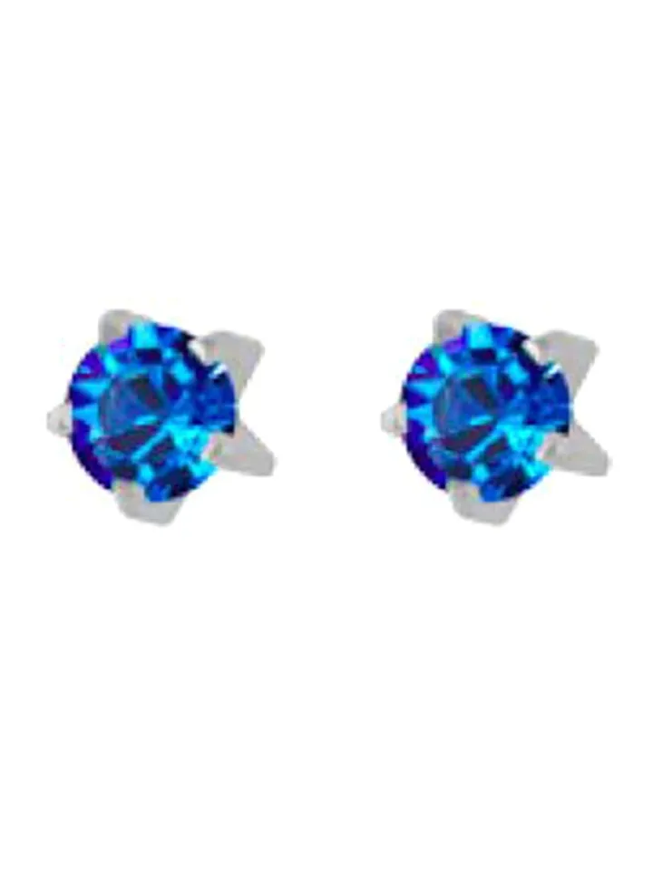 Stainless Steel Sapphire Mini Tiffany Swarovski Earrings