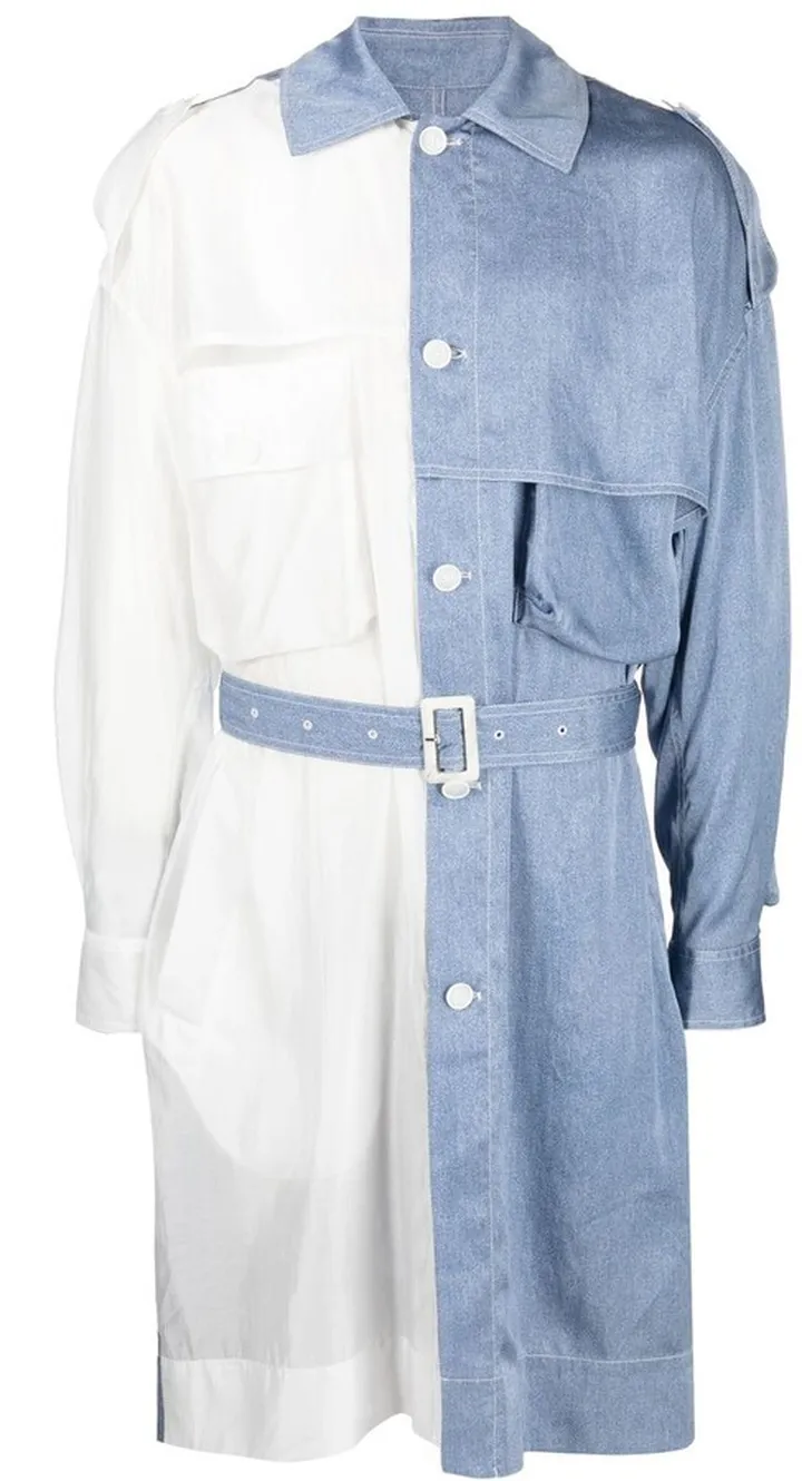 Two-Tone Belted Trench Coat