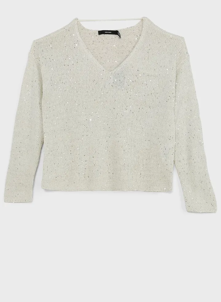 V-Neck Shimmer Sweater