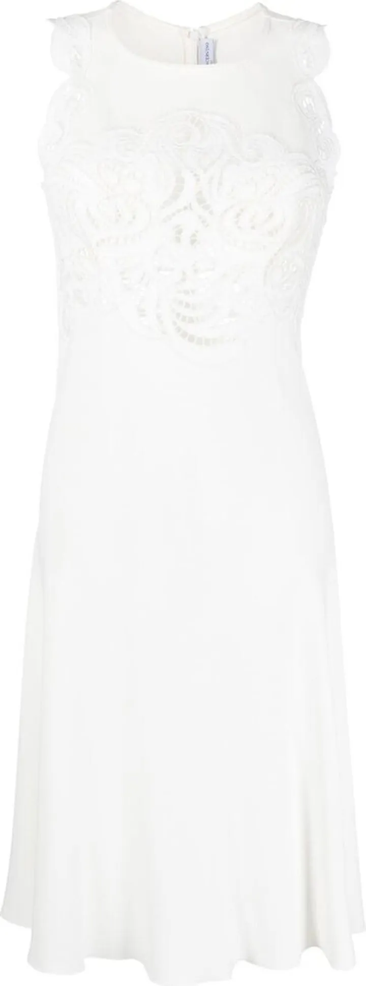 Sheer-Lace Sleeveless Midi Dress