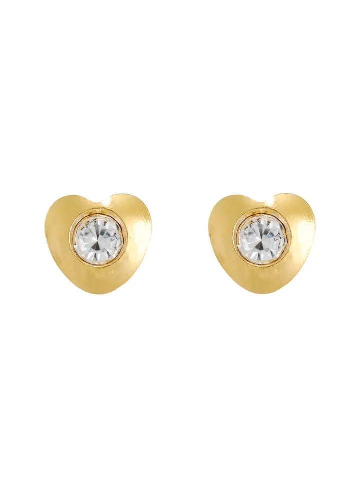 Sterilized Earring 24K Gold Plated 4mm Tiffany Heart with Crystal stone dozen (12 pieces)