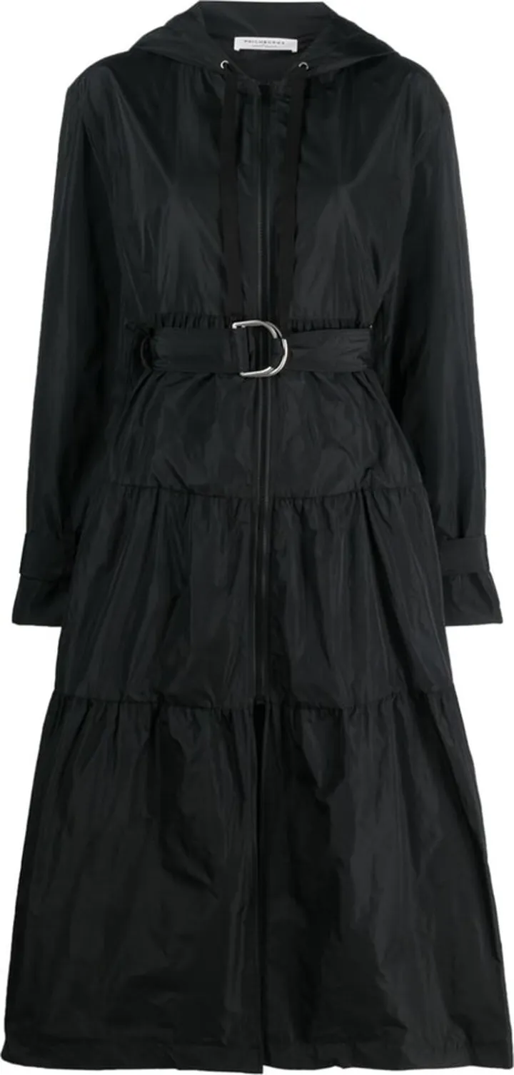 Belted-Waist Midi Raincoat