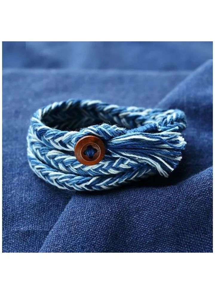Blue and white braided rope bracelet for girls