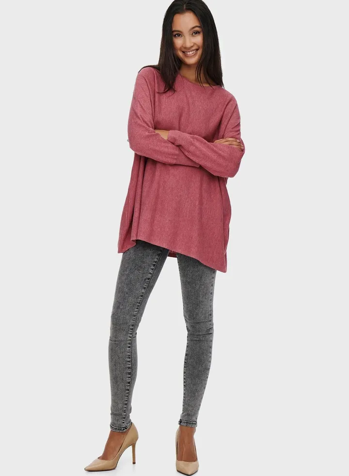 Boat Neck Knitted Sweater