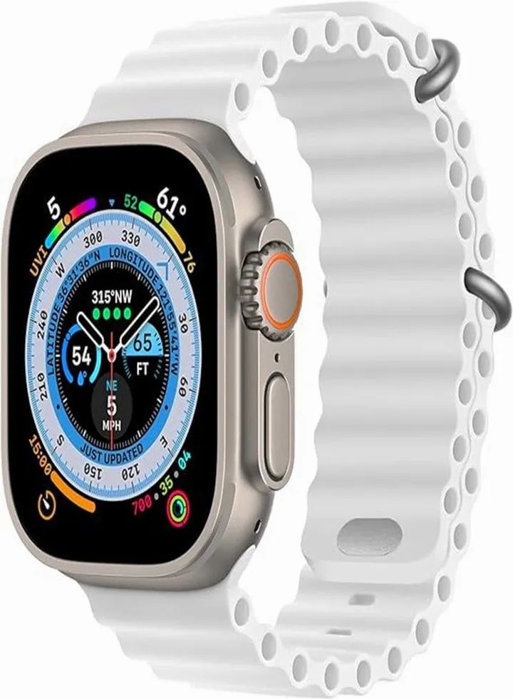 Ultra Strap Compatible with Apple Watch Strap 49mm 45mm 44mm 42mm, Soft Loop Silicone Straps with Buckle Designed for Apple Watch Ultra Series 8 7 SE 6 5 4 3 2 1 - White