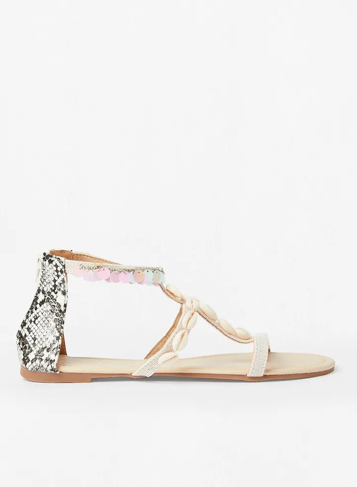 Full-Zip Sandals White
