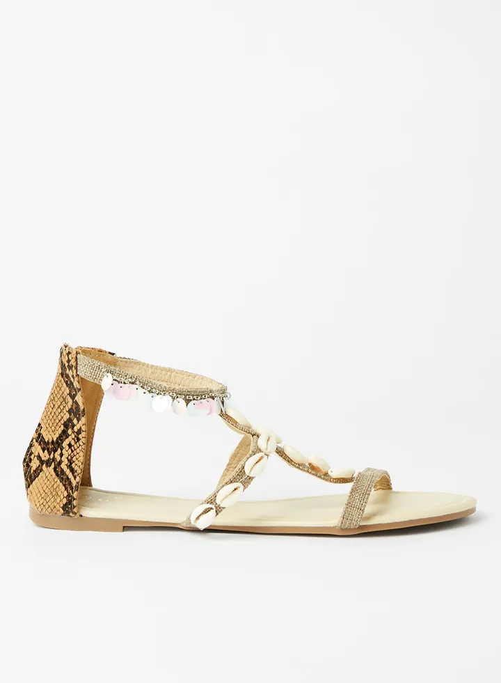 Full-Zip Sandals Brown