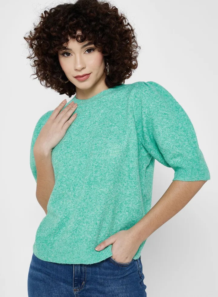 Puff Sleeve Knitted Sweater