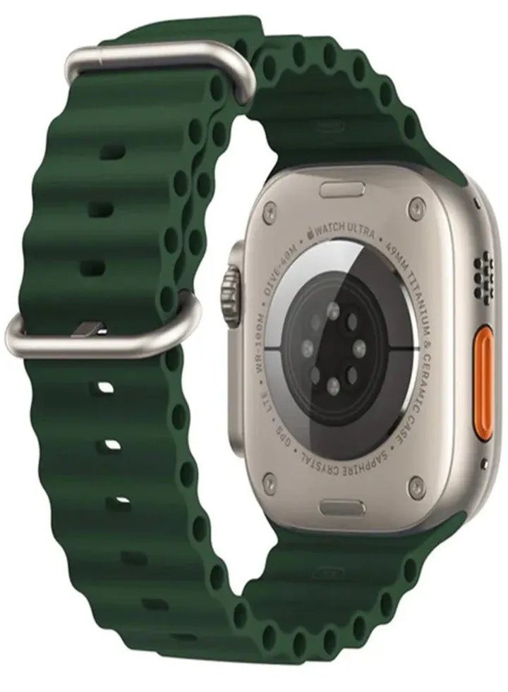 Ultra Strap Compatible with Apple Watch Strap 49mm 45mm 44mm 42mm, Soft Loop Silicone Straps with Buckle Designed for Apple Watch Ultra Series 8 7 SE 6 5 4 3 2 1 - Green