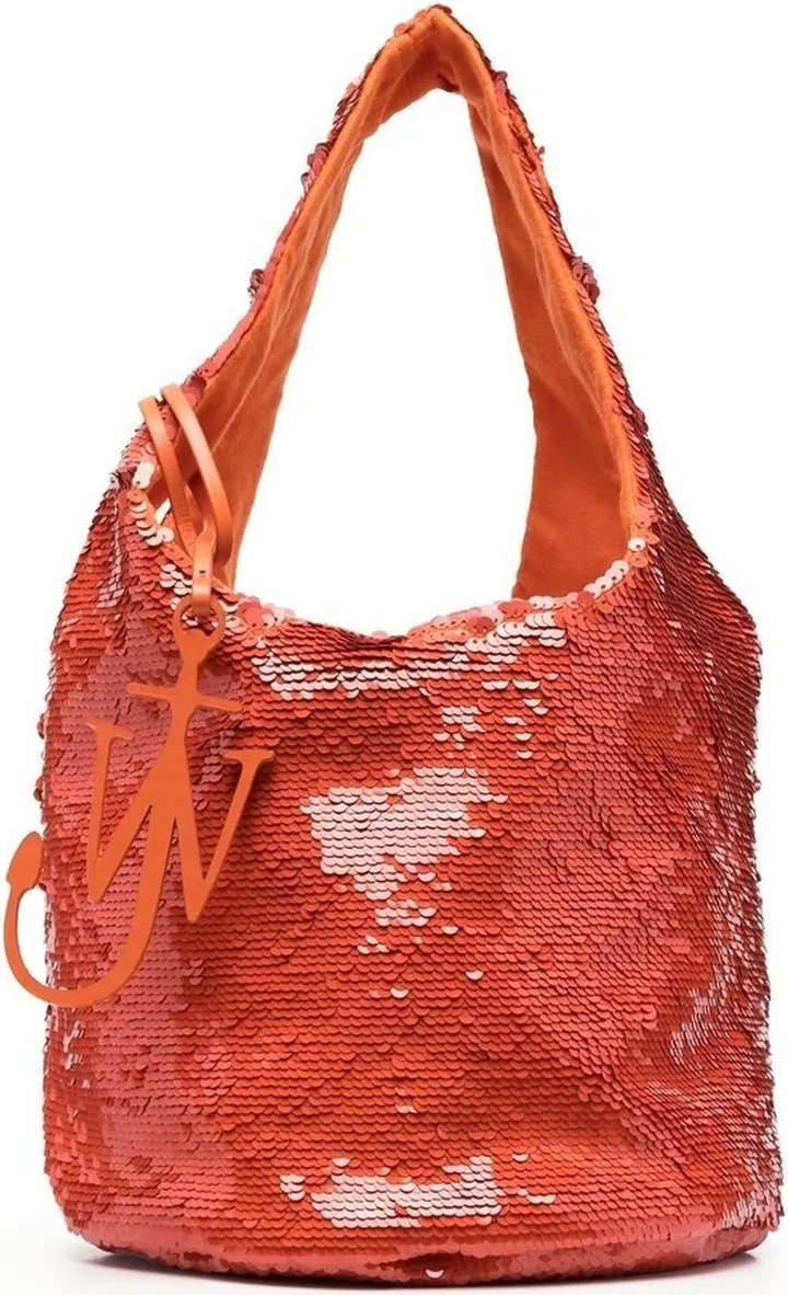 Orange Sequin-Embellished Mini Bag