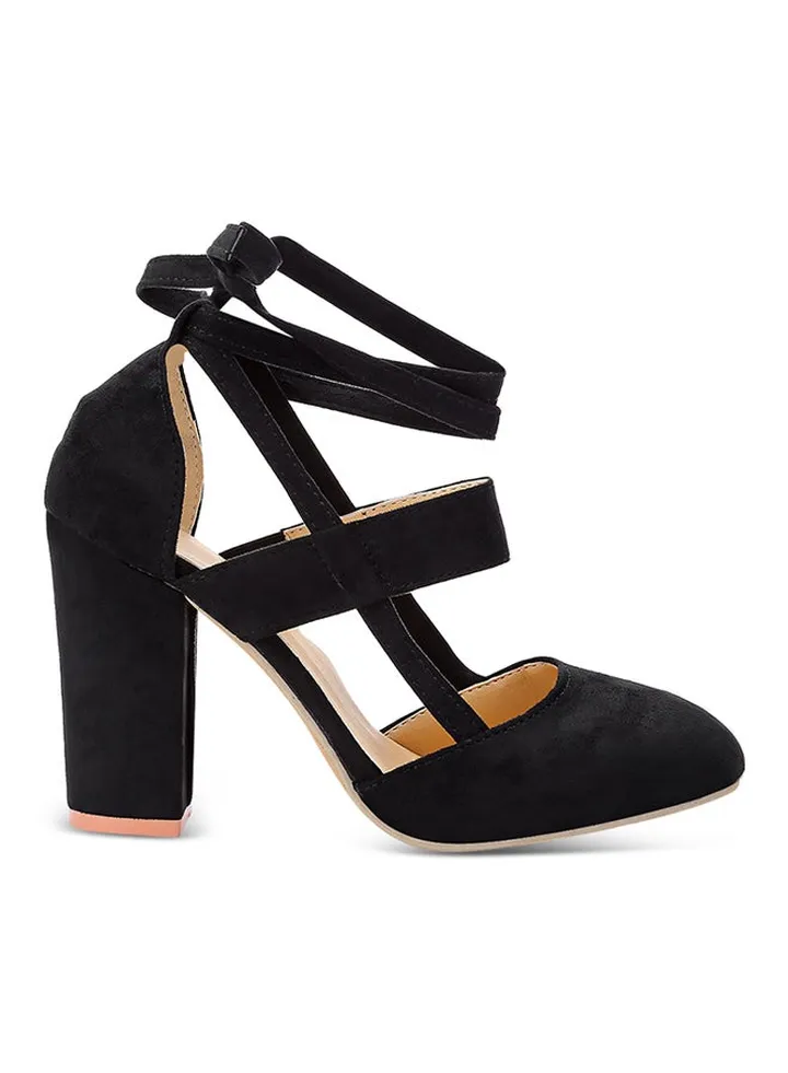 Lace-Up Heel Sandal Black