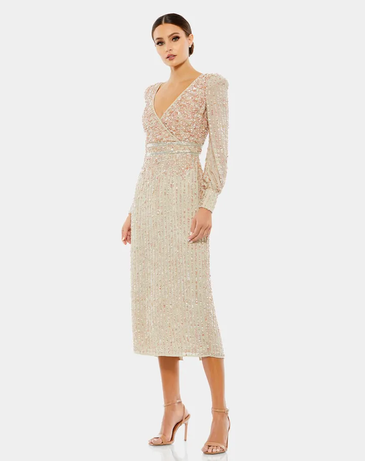 Sequined Bishop Sleeve Dress