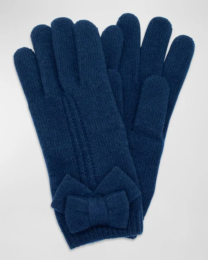 Jersey Knit Bow Cashmere Gloves