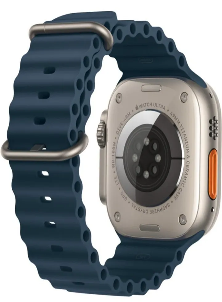 1Ultra Strap Compatible with Apple Watch Strap 49mm 45mm 44mm 42mm, Soft Loop Silicone Straps with Buckle Designed for Apple Watch Ultra Series 8 7 SE 6 5 4 3 2 1 - Blue