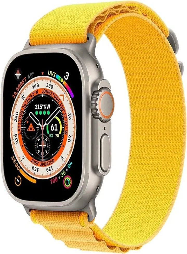 Alpine Loop Nylon Band Compatible with Apple Watch Ultra Band 49mm 45mm 44mm 42mm, Adjustable with Metal C-Hook Strap for iWatch Ultra 2, Series SE/9/8/7/6/5/4/3/2/1 - Yellow