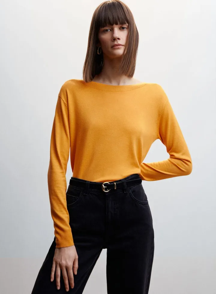 Boat Neck Knitted Sweater