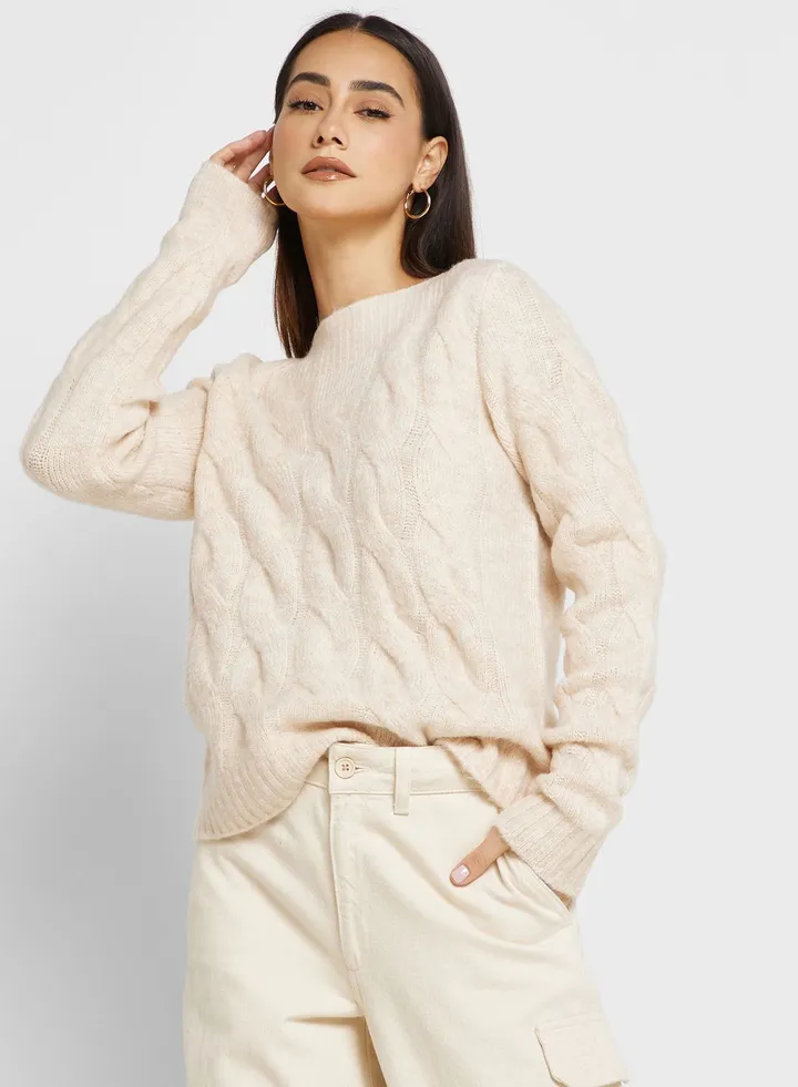 Boat Neck Knitted Sweater