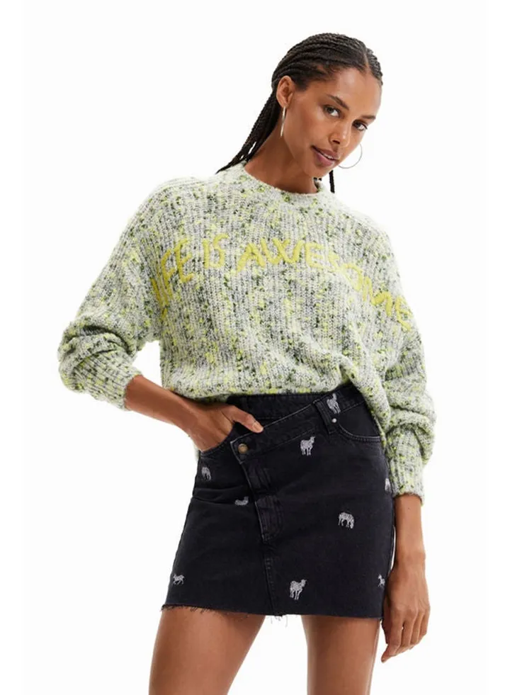 Chunky knit jumper with embroidery