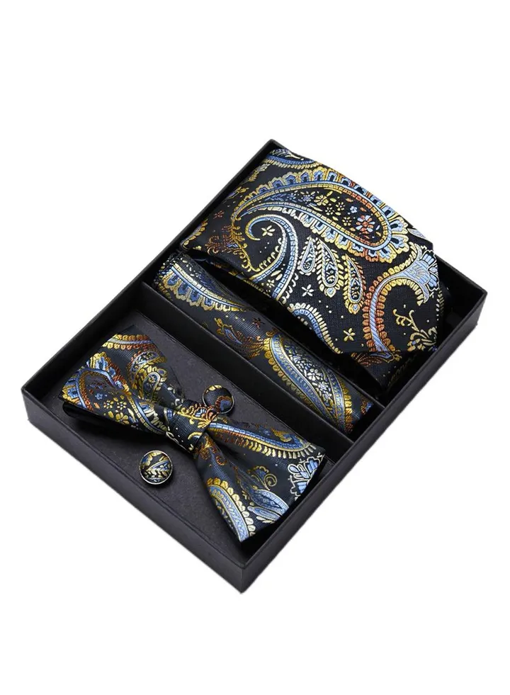 5 pcs high-end tie for men business professional formal tie bow tie cufflinks square scarf fashion accessories gift box