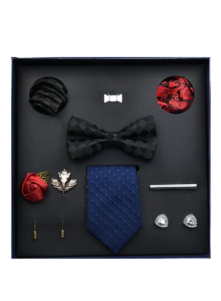 8 pcs high-end tie men's business professional formal tie bow tie cufflinks fashion accessories gift box