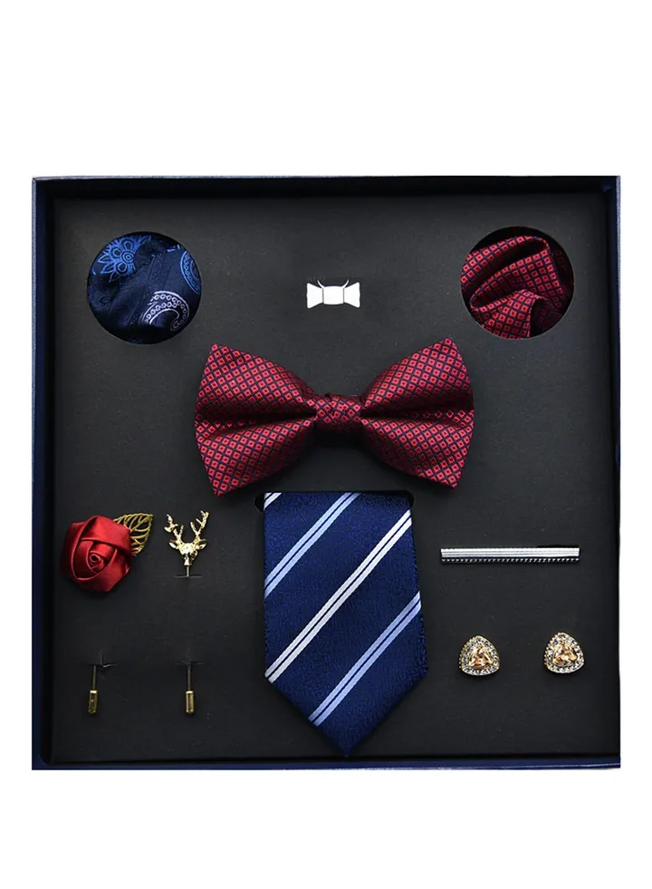 8 pcs high-end tie men's business professional formal tie bow tie cufflinks fashion accessories gift box