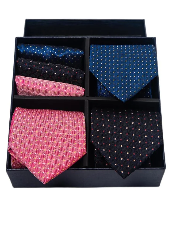 6pcs men's gift box set 3 ties 3 chest scarves fashion business tie square scarf set