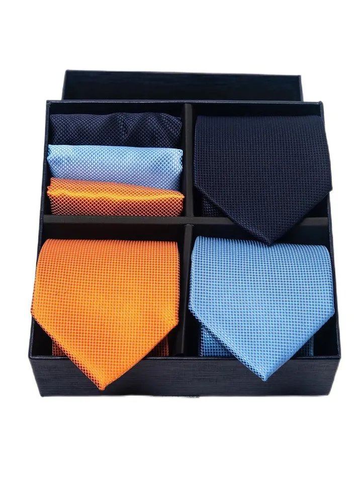 6pcs men's gift box set 3 ties 3 chest scarves fashion business tie square scarf set