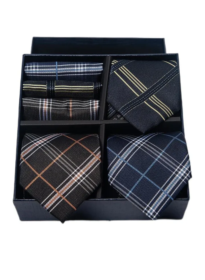 6pcs men's gift box set 3 ties 3 chest scarves fashion business tie square scarf set