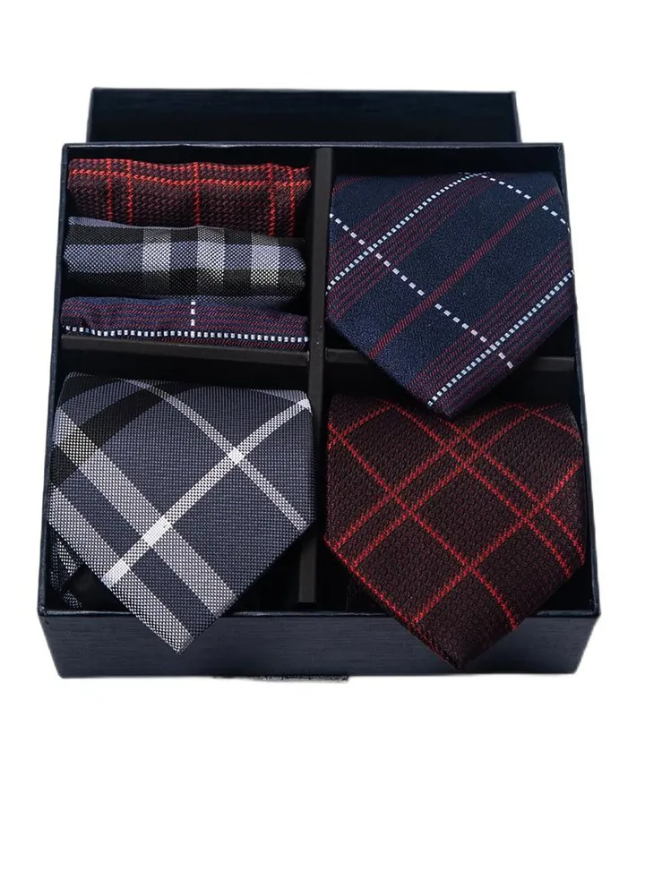 6pcs men's gift box set 3 ties 3 chest scarves fashion business tie square scarf set