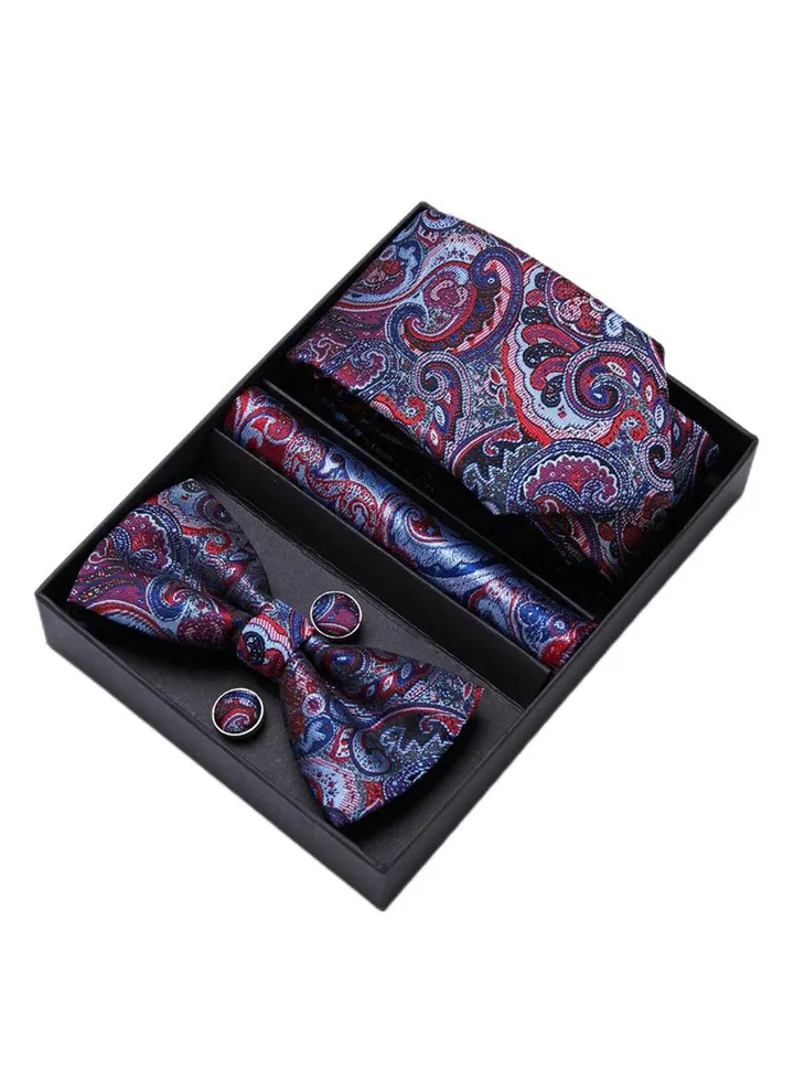 5 pcs high-end tie for men business professional formal tie bow tie cufflinks square scarf fashion accessories gift box