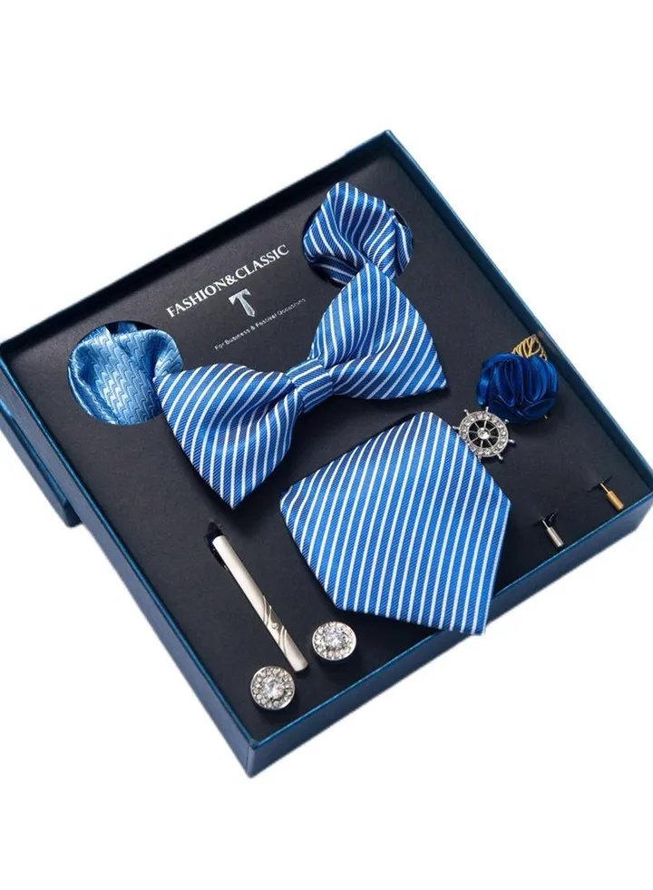 8pcs tie set bow tie men's accessories brooch brooch cufflinks formal suit accessories set