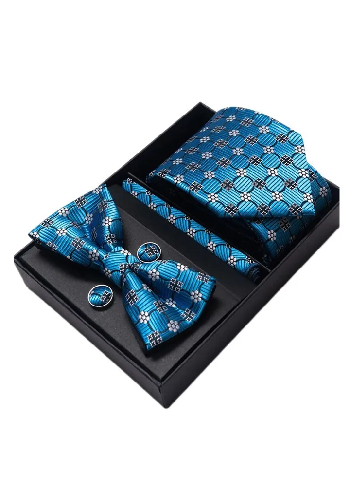 5 pcs high-end tie for men business professional formal tie bow tie cufflinks square scarf fashion accessories gift box