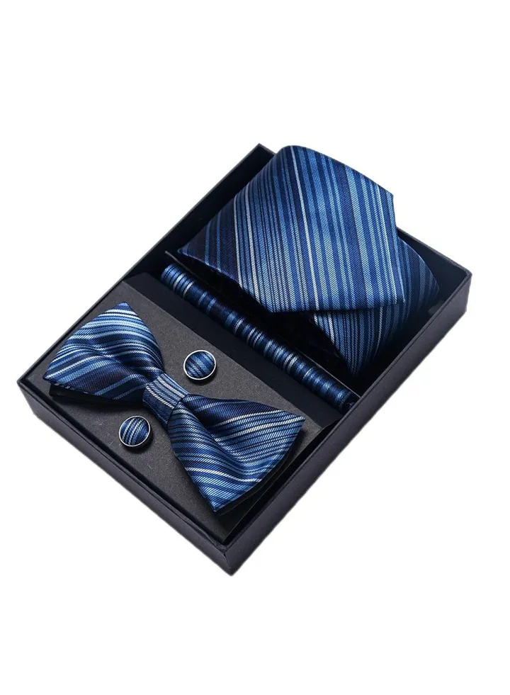 5 pcs high-end tie for men business professional formal tie bow tie cufflinks square scarf fashion accessories gift box