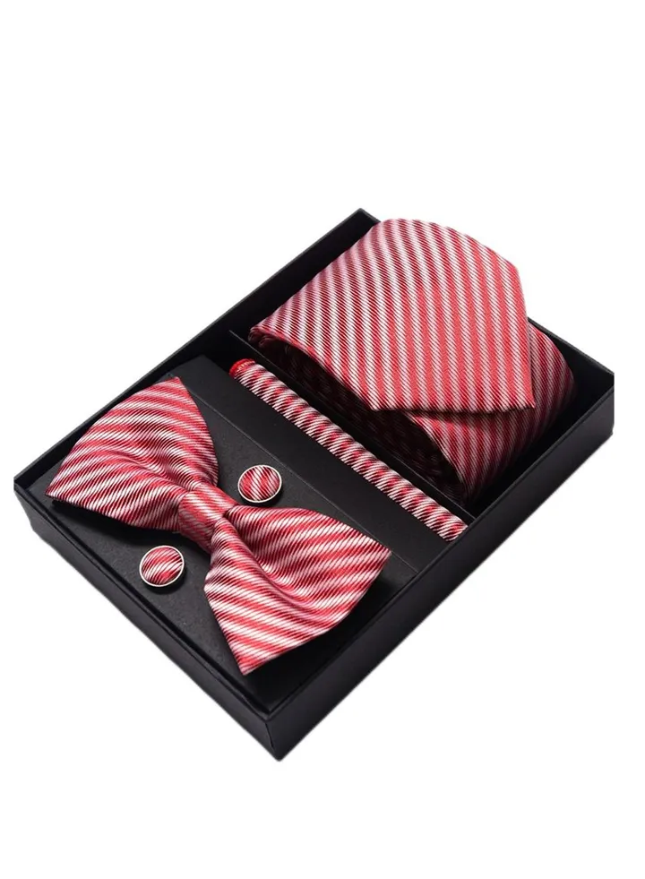 5 pcs high-end tie for men business professional formal tie bow tie cufflinks square scarf fashion accessories gift box