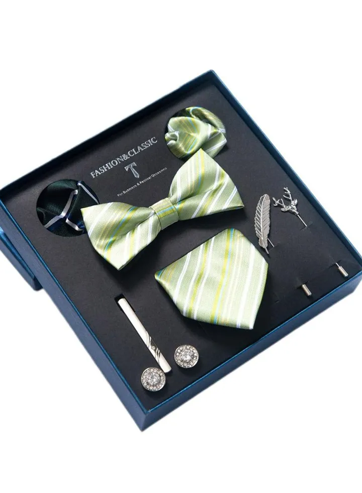 8pcs tie set bow tie men's accessories brooch brooch cufflinks formal suit accessories set