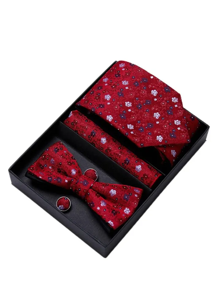 5 pcs high-end tie for men business professional formal tie bow tie cufflinks square scarf fashion accessories gift box