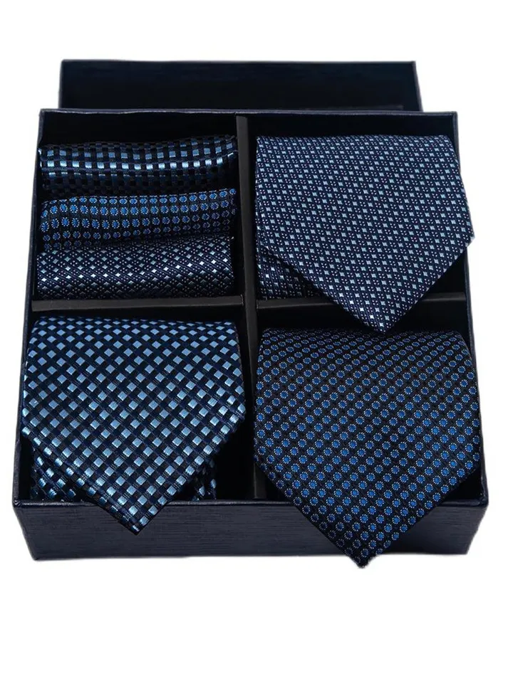 6pcs men's gift box set 3 ties 3 chest scarves fashion business tie square scarf set