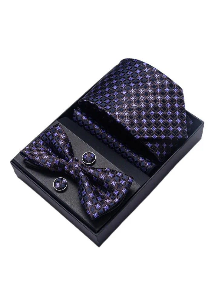 5 pcs high-end tie for men business professional formal tie bow tie cufflinks square scarf fashion accessories gift box