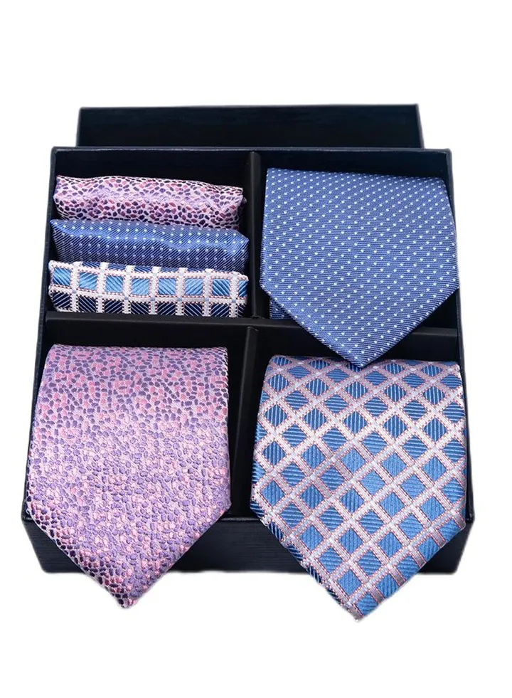 6pcs men's gift box set 3 ties 3 chest scarves fashion business tie square scarf set